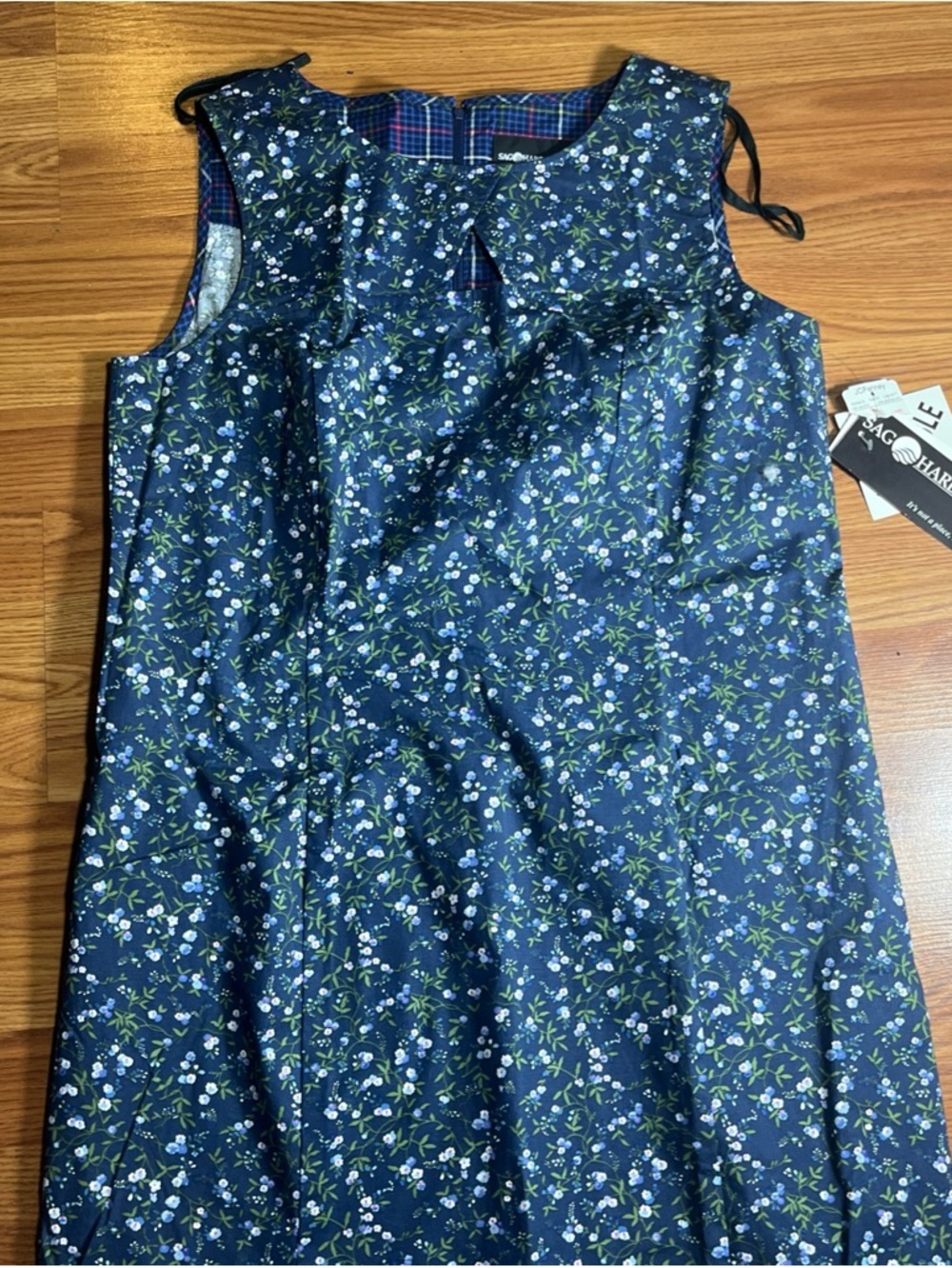 Sag Harbor Navy Floral Sleeveless Dress